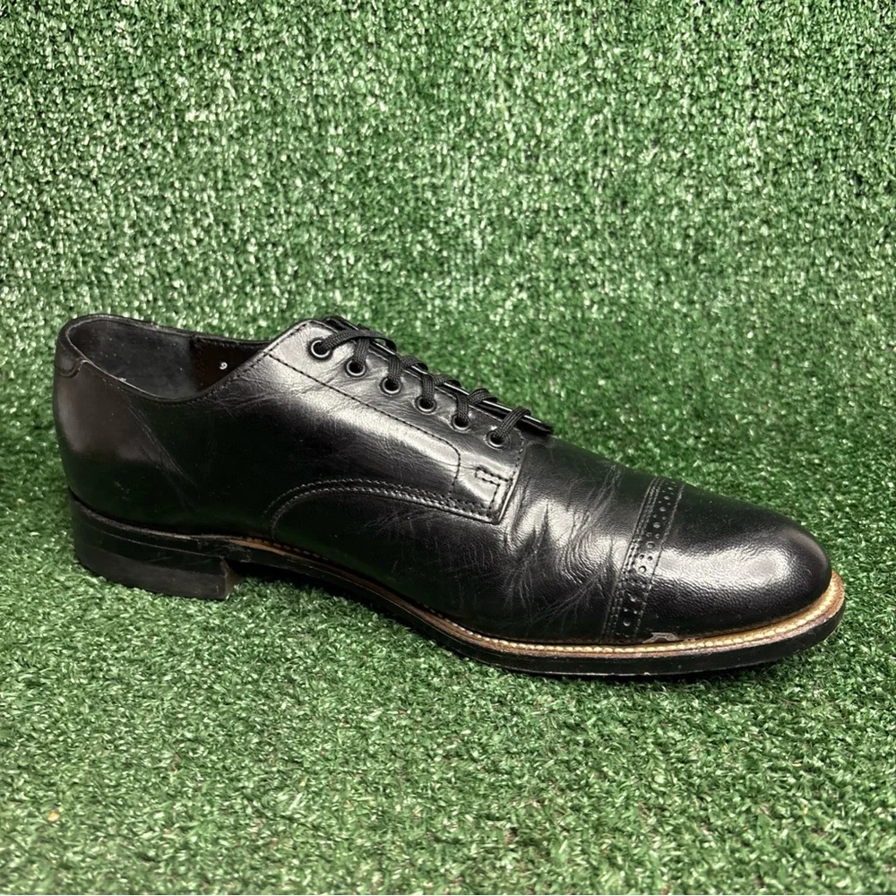 Vintage Stacy‎ Adams Madison Black Leather Cap Toe Dress Shoe 00012 Sz 9 E Wide